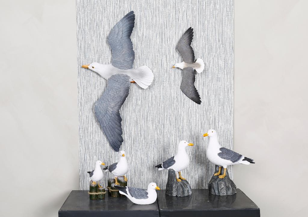 Dekorationsfugl, fritstående måge, lille str.